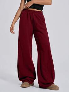 SHEIN Tall Wide Leg Elastic Waist Track Pants, Seam Design, Fall Clothes