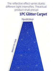 Blue Sequin Aisle Runner Customizable Length Wedding Birthday Party Decor Stage Photo Booth Backdrop Non Slip Backing Reusable Outdoor Indoor Event - Blue - View 9