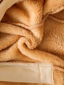 SHEIN 新生儿可爱毛绒狮子造型套装，刺绣狮子帽，长袖连体裤，婴儿服装套装 - 棕色 - 查看 7