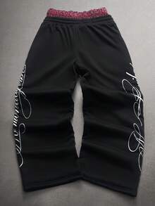 STYNVO Pantalon de survêtement ample et décontracté pour hommes avec cordon de serrage à la taille et poches, imprimé de lettres - Multicolore - Voir 2