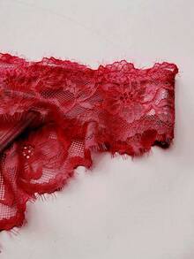 SHEIN سراويل داخلية شفافة من الدانتيل والشبك للنساء - عنابي اللون - مشاهدة 4