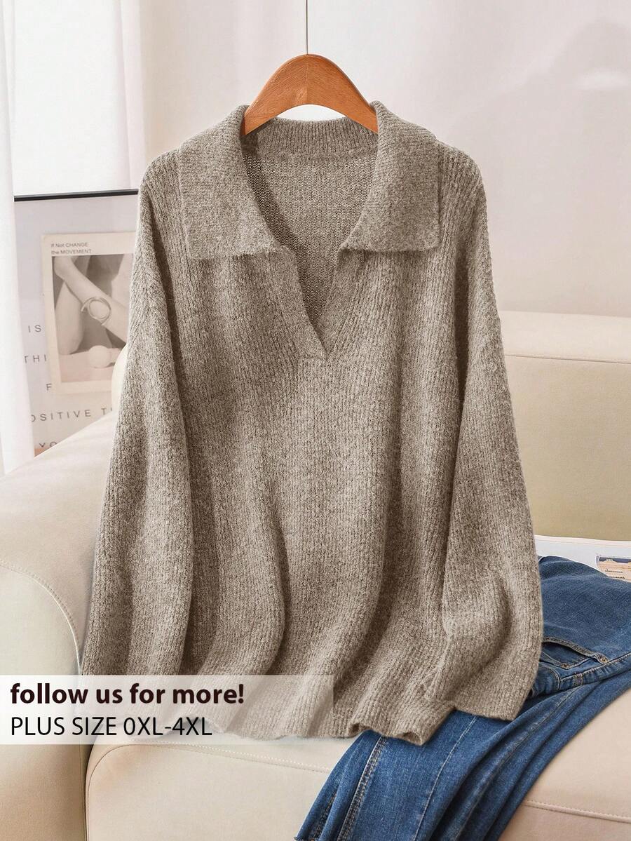 CosyJoli 大码女式纯色简约日常高领长袖毛衣