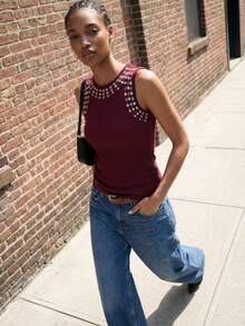 Maija Áo tank top nữ thiết kế gân sọc ánh kim năm 2026, phù hợp cho tiệc Valentine, áo dự tiệc, mùa hè, áo dự tiệc cho nữ, áo dự tiệc thanh lịch, áo thường ngày cho nữ, phong cách thành thị hiện đại, kỳ nghỉ xuân, ngày lễ Thánh Patrick, lễ Phục sinh, mùa hè, áo dự tiệc cho nữ, đi biển, kỳ nghỉ hè, đi chơi biển, lễ tốt nghiệp. - Màu đỏ tím - Xem 9