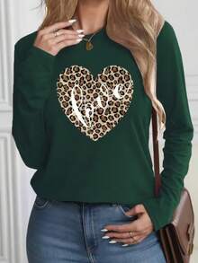 Mujer casual camiseta estampado gráfico california palmeras playa cadenas estoperoles urbano linda tierna cute rayas rayones dibujo letras creativo ajuste regular cuello redondo manga larga primavera verano uso diario comoda fresca ligera - Verde - Ver 1