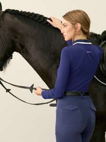 Activina Women's Navy Blue Fitted Long Sleeve Equestrian Top