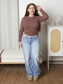 Lupita Cardoza 纯色休闲修身套头衫 - 巧克力棕 - 查看 5