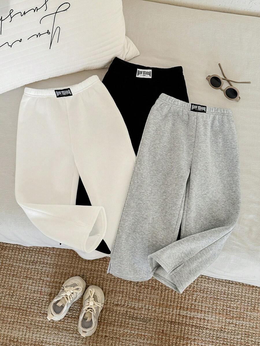 SHEIN Bộ 3 quần dài ống rộng màu trơn cho bé trai/bé gái/trẻ nhỏ, kiểu quần jogger, thoải mái, đa năng, thời trang, thích hợp mặc mùa xuân/hè, đi học. - Nhiều màu - Xem 1