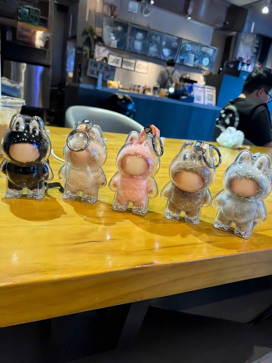 1/2/3/6个迷你竖款亚克力展示盒防尘保护套透明心形设计，适用于迷你心形密码系列怪兽玩偶收藏品，是万圣节、圣诞节新品展示的完美礼物，也是保护盒的理想之选。 - 彩色 - 查看 1