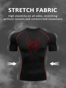 Manfinity Sport Corelite 男士圆领插肩袖短袖舒适透气健身运动T恤背心 - 黑色 - 查看 3