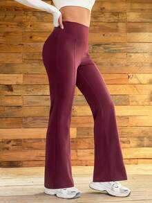 OutZeal Women UV Protection Cool Touch Tummy Control Back Pocket Flared Sports Pants Daily Casual - Red Violet - View 2