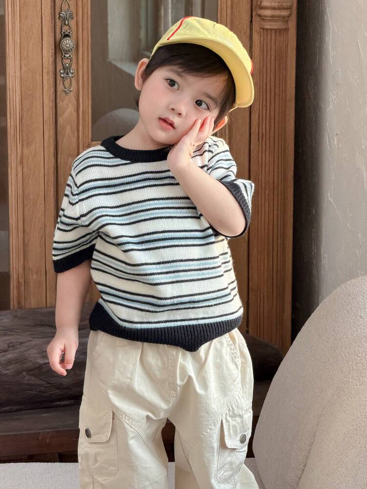 Baby Boys' Round Neck Short Sleeve Korean Style Top Spring