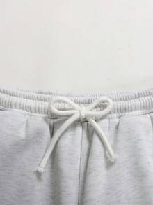 SHEIN Tween Girls' Summer Casual Solid Color Ruffle Short Sleeve T-Shirt And Wide Leg Pants Set - Grey - View 5