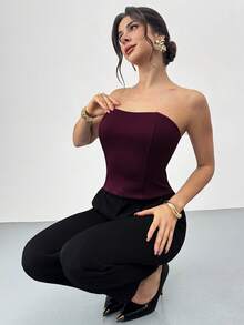 Firerie Women's Casual Elegant Tight-Fitting Camisole Top, Autumn/Winter Layering Undershirt, Classic Wardrobe Essential - Red Violet - View 3