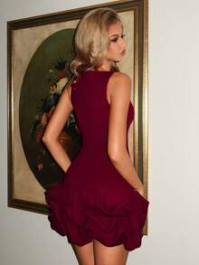 Vowa Đầm dạ hội màu đỏ thanh lịch, lãng mạn, thời trang, làm từ vải co giãn, thích hợp cho các buổi tiệc, đám cưới, tiệc cocktail, dạ hội, dạ tiệc. - Màu Đỏ Sâu - Xem 4