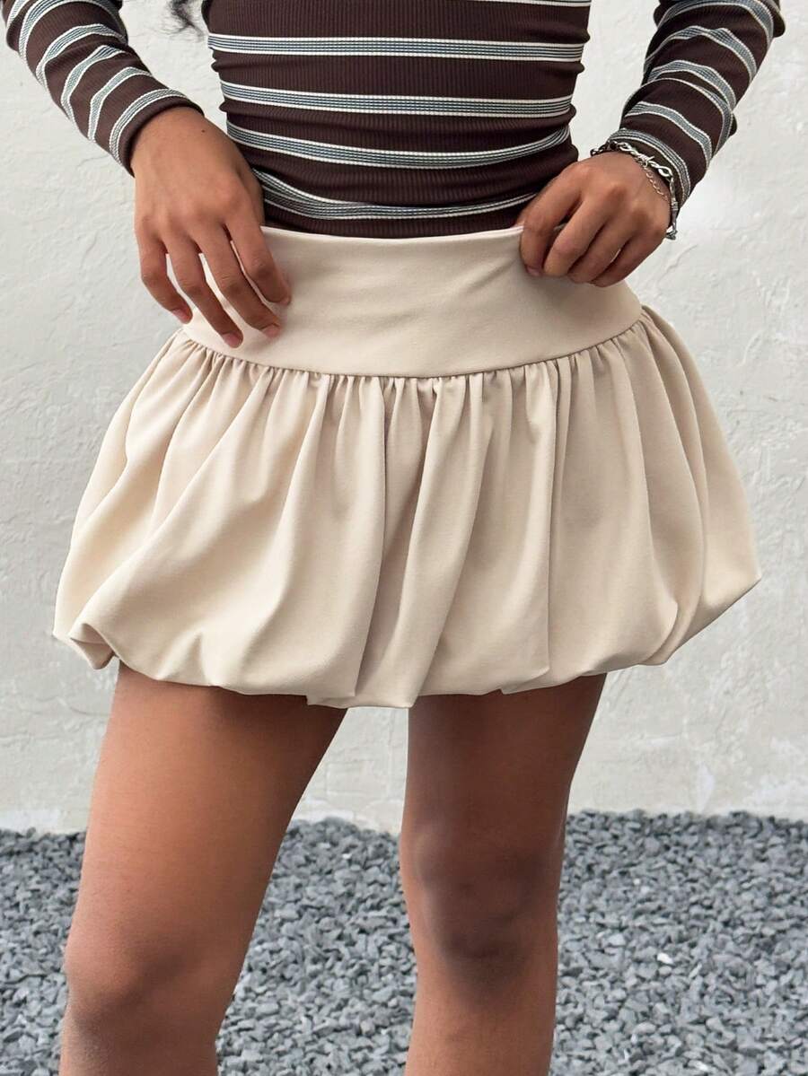 Coolane Kids Tween Girls Winter Basic Knit Stretchy Comfortable Black Bubble Skirts,Christmas ,Summer,New Year ,Elegant, Navy White Skirt Girls, Y2k Skirt, Tennis Skirt, Ruffle Skirt - Apricot - View 1