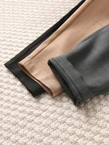 3件套男童休闲纯色长裤，绣有马匹图案，松紧腰带，舒适百搭，适合日常穿着、上学、旅行、聚会、假日等场合。