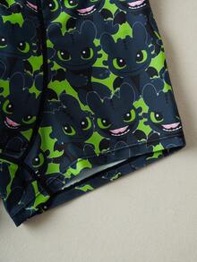 SHEIN How to Train Your Dragon 男士舒适柔软全龙纹印花平角内裤 - 黑色 - 查看 4