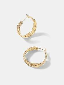 MOTF PREMIUM 18K GOLD PLATED BRAIDED MINIMALIST EVERYDAY HOOP EARRINGS - Yellow Gold - View 7