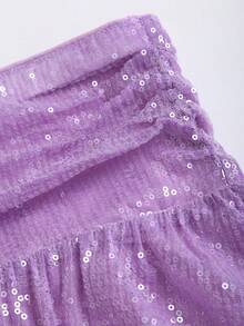 Sweetra Bộ 2 món gồm áo hai dây đính sequin ren lưới và chân váy ngắn, trang phục gợi cảm, thoải mái cho tiệc tùng và kỳ nghỉ, mùa xuân/hè. - Màu tím - Xem 6