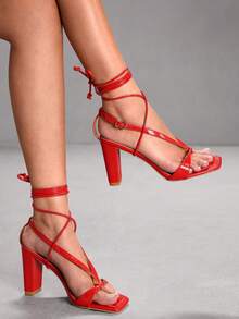 CUCCOO SZL صنادل نسائية عصرية بكعب وأربطة