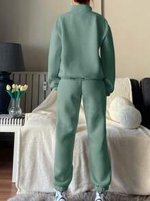 EURMUSE Cotton Half Zip Drop Shoulder Sweatshirt & Sweatpants