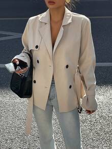 DAZY Women's Casual Double-Breasted Trench Coat