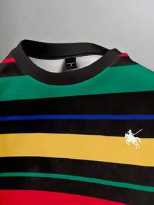 Manfinity Joysei Men's Colorful Striped Crew Neck Sweatshirt - Multicolor - View 4