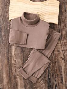 Bộ 2 áo thun dệt kim trơn màu và quần legging thường ngày cho bé gái - Màu xám đen - Xem 14