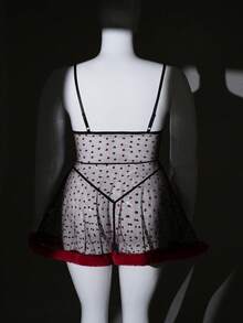 SHEIN Bộ 2 món áo ngủ gợi cảm phối lông thú cỡ lớn. - Nhiều màu - Xem 2