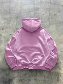 AXEPEAK Áo hoodie dài tay nam màu trơn, dáng rộng thoải mái - Hồng - Xem 2