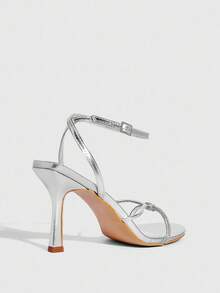CUCCOO SZL Women's Silver Buckle Design Fashionable Elegant Versatile High Heel Sandals Valentine's Day - Silver - View 6