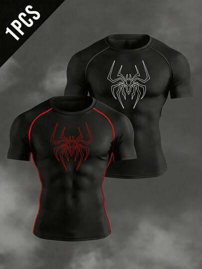 Manfinity Sport Corelite Men's Crew Neck Raglan Sleeve Short Sleeve Comfortable Breathable Fitness Sports T-Shirt Tank Top Rash Guard Men Mens Compression Shirt Graphic Compression Shirt