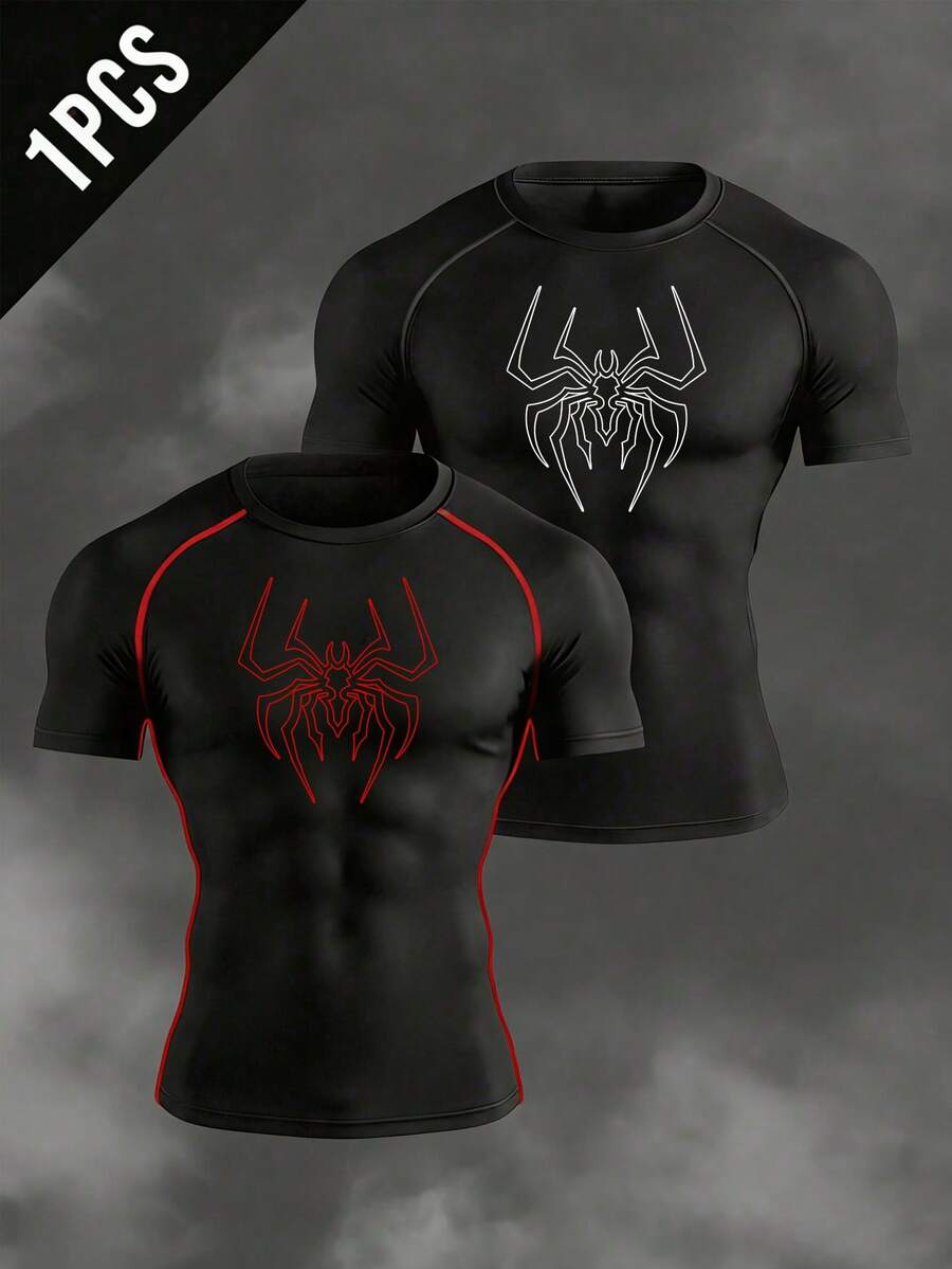 Manfinity Sport Corelite 男士圆领插肩袖短袖舒适透气健身运动T恤背心 - 黑色 - 查看 1