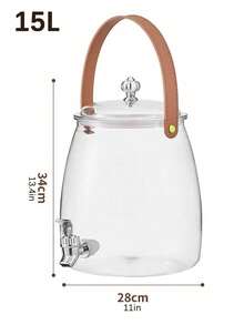 1 Set, Summer Household Cold Water Pitcher, With Faucet, Large Capacity, Refrigerator, Cold Water Pitcher, Fruit Tea Pitcher, Household Water And Beverage Container, Ice Water Cup For Juice. - Transparent - View 15