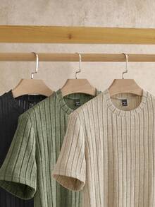 HIMLAND Áo thun nam tay ngắn cổ tròn, màu trơn, chất liệu dệt kim, kiểu dáng thường ngày. Áo thun nam tay ngắn, áo thun trơn. - Nhiều màu - Xem 6