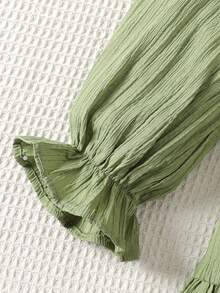 SHEIN Teen Girl Mint Green Loose Fit Casual Woven Dress - Mint Green - View 5