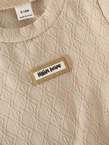 SHEIN 2件套男婴夏季时尚新款透气网眼镂空设计无袖背心套装 - 棕色 - 查看 5