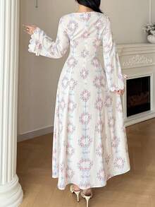 Yasmyna Women's Elegant Floral All-Over Print Arabic Style Dress - Pink - View 6