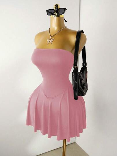 Mistrie Vestido mini bandeau de unicolor sexy y de moda para mujer