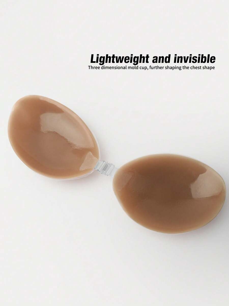 SHAPORA Thick Silicone Nipple Covers, Invisible Bra Lift And Support, Thin Strap Breast Petals For Wedding Dress Photos - Brown - View 1