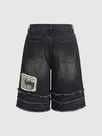 Grunge Punk Y2K Retro Street Chic Unisex Loose Fit Destroyed Saum Lässig Jeans Shorts