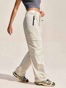 Exploreva Women's Zipper Pocket Straight Loose Casual Hiking Pants
