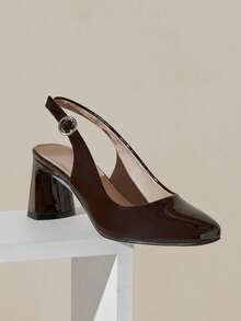SHUZIA 女士新款复古优雅后系带高跟鞋 - 巧克力棕 - 查看 5