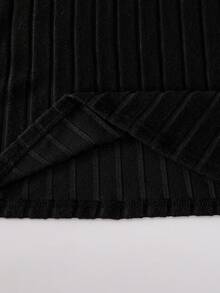 SHEIN 少女纯色高领长袖罗纹T恤和格子迷你裙休闲套装 - 彩色 - 查看 5