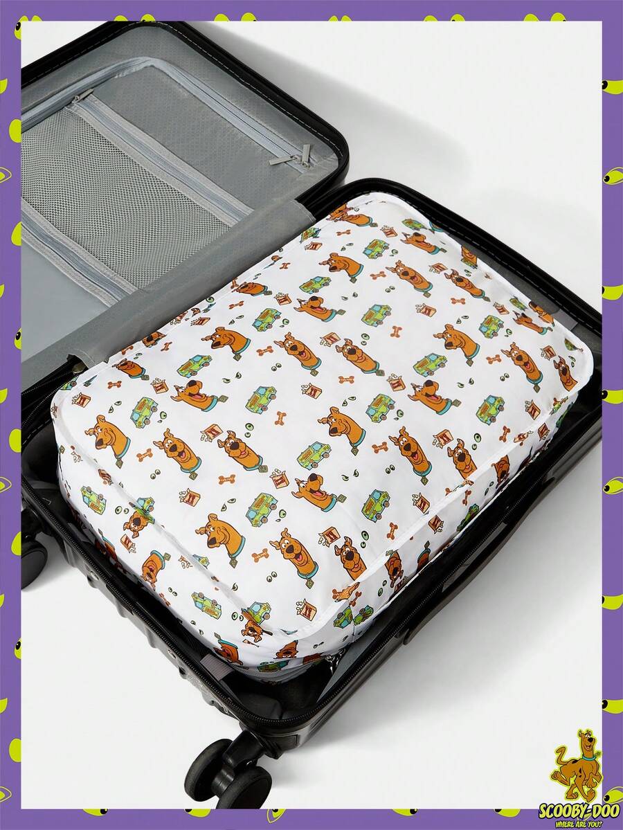 SCOOBY-DOO X SHEIN Cartoon Pattern Waterproof Large Capacity Travel Organizer Bag - white and green - View 1