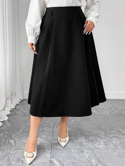 Dazy Plus กระโปรงยาวพลีททรงเอ สีพื้น ขนาดใหญ่พิเศษสำหรับผู้หญิง ลำลอง อเนกประสงค์ สำหรับการเดินทาง ใช้งานได้ทุกฤดูกาล