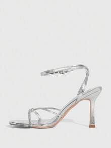 CUCCOO SZL Women's Silver Buckle Design Fashionable Elegant Versatile High Heel Sandals Valentine's Day - Silver - View 8