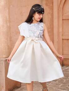Elegant Satin Midi Dress In Beige, Suitable For Formal Occasions And Celebrations Such As Birthdays, Spring/Summer - Beige - View 5