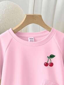 Franclia Women's Casual Cherry Print T-Shirt And Shorts 2 Pieces Set, Summer - Pink - View 3