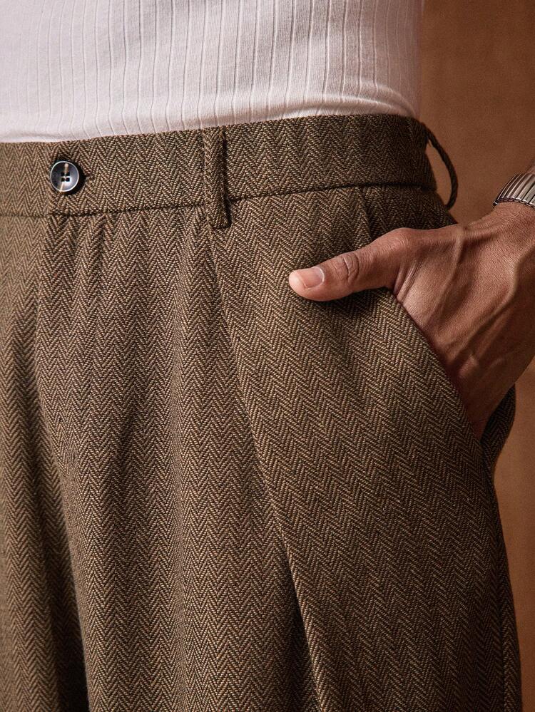 Men's Comfortable Loose Casual Pants, Versatile And For Everyday Wear Men's High Waisted Pants Flannel Formal Trousers For Men Men's Pleated Suit Pants Brown Dress Pants Men Linen